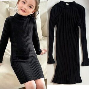 SHEIN Black Long Sleeve Ribbed Mini Dress